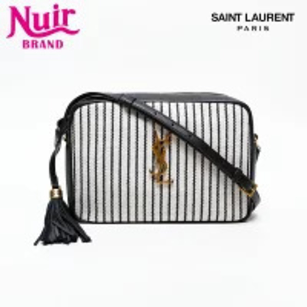 Yves Saint Laurent Lou Jacquard Canvas Camera Bag Shoulder White